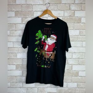 Holiday Time Christmas Santa Claus Tee Size L